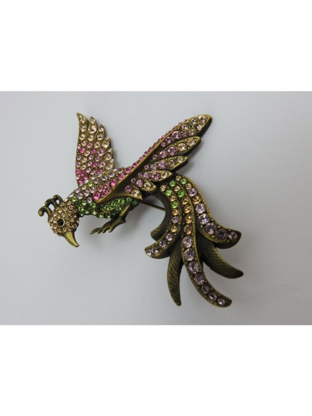 Jay Strongwater Crystal Exotic Bird of Paradise Lg Brooch Pin Multicolor 4" Box - Picture 12 of 16